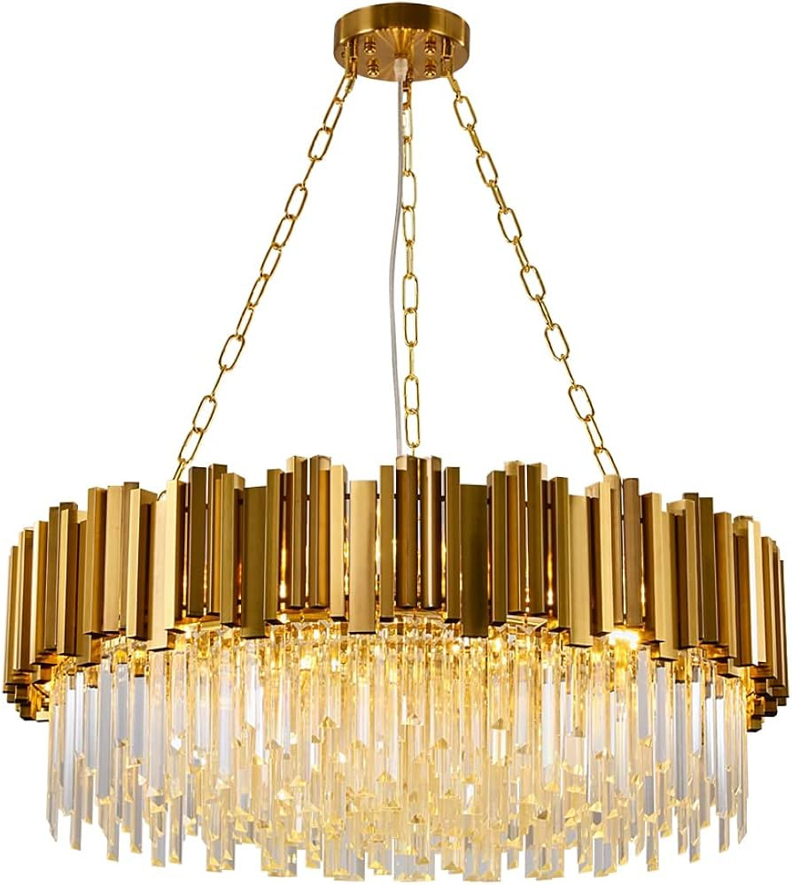 WABON Modern Crystal Chandeliers,Gold Luxury Pendant Ceiling Light Contemporary Crystal Chandelie... | Amazon (US)