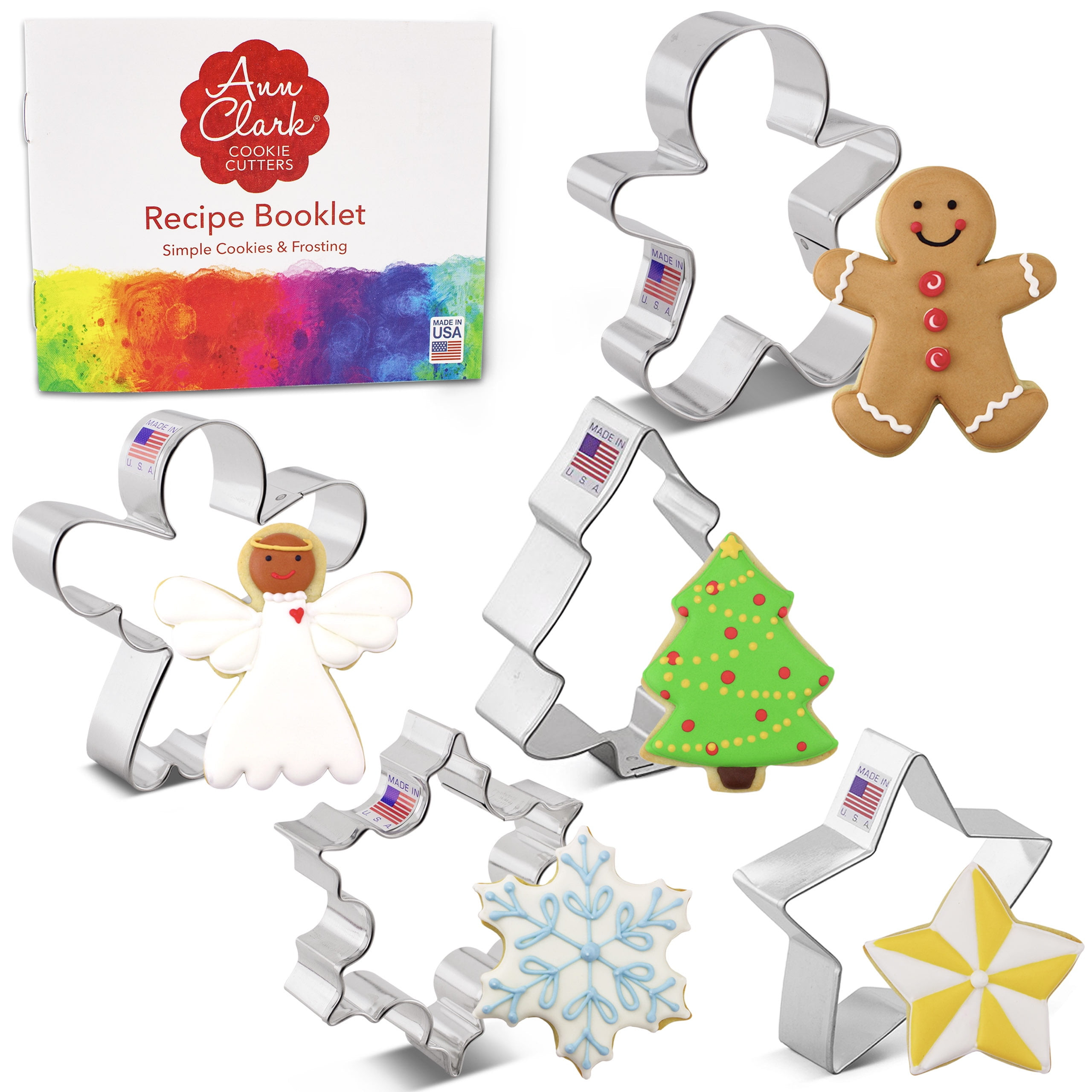 Ann Clark Christmas/Holiday Cookie Cutter Set, 5-Piece, Made in USA | Walmart (US)