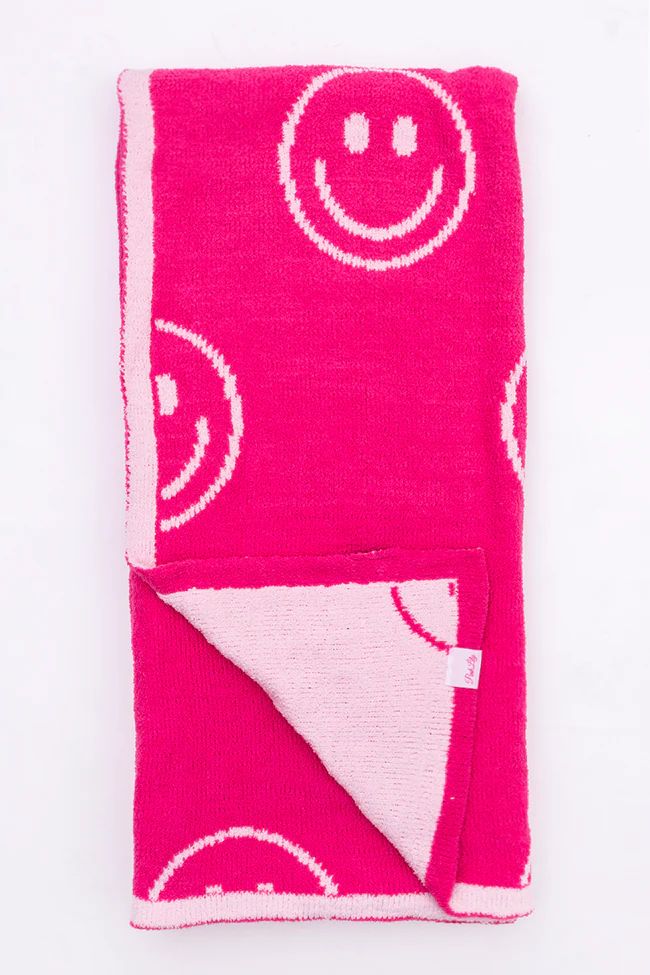 Make Me Believe Pink Smiley Blanket DOORBUSTER | Pink Lily