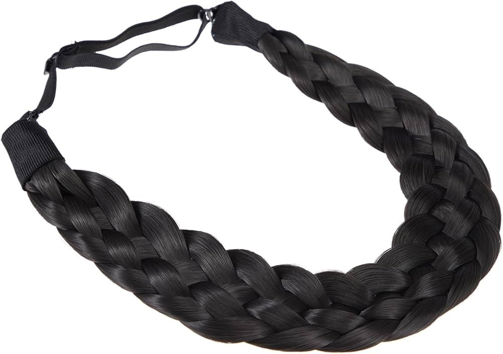 TOECWEGR 5 Strands Synthetic Hair Braided Headband Hairpiece Classic Chunky Wide Plaited Braids E... | Amazon (US)
