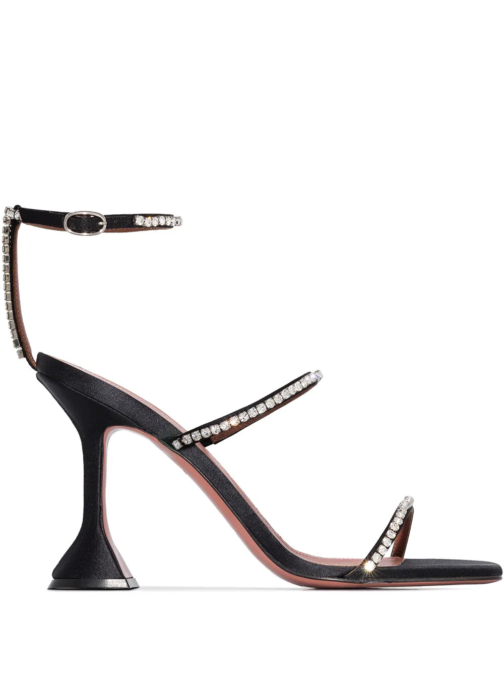 Amina Muaddi Gilda 95 Logo Embossed And Crystal Detail Sandals  - Farfetch | Farfetch Global