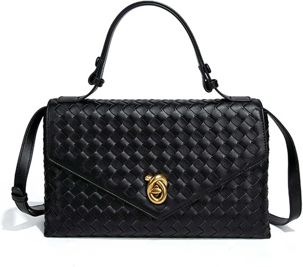 Women's Handmade Woven Evening Bag PU Leather Handbags Shoulder Bag Crossbody Purse for Women | Amazon (CA)