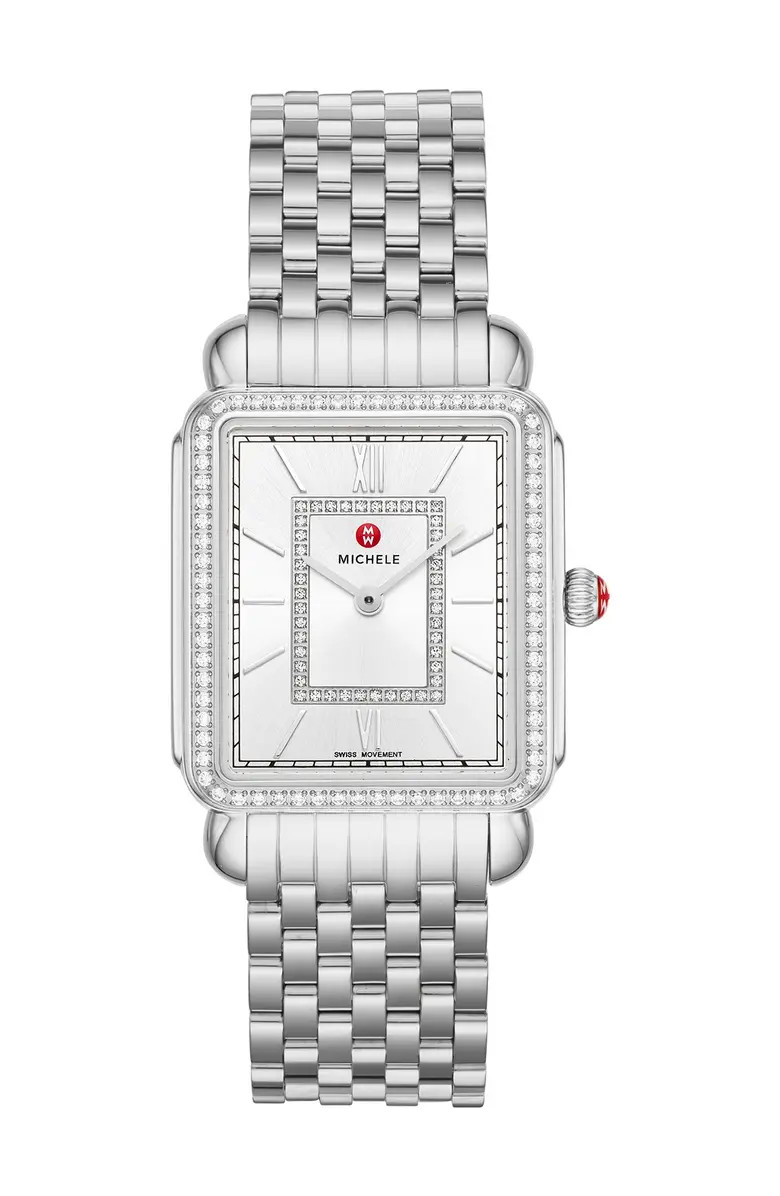 MICHELE Women's Deco II Diamond Embellished Stainless Steel Bracelet Watch, 29 mm - 0.52 ctw | No... | Nordstrom Rack