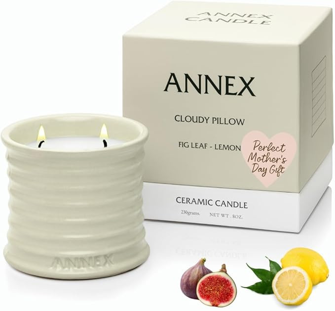 Scented Luxury Candles in Handmade Ceramic Jars, Soy Wax, Mothers Day Gift, Cloudy Pillow - Fig L... | Amazon (US)
