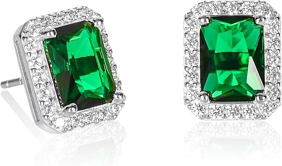 Diamond Treats Orecchini Donna in Argento Sterling 925, Orecchini Taglio Smeraldo con Pietre Zirc... | Amazon (IT)
