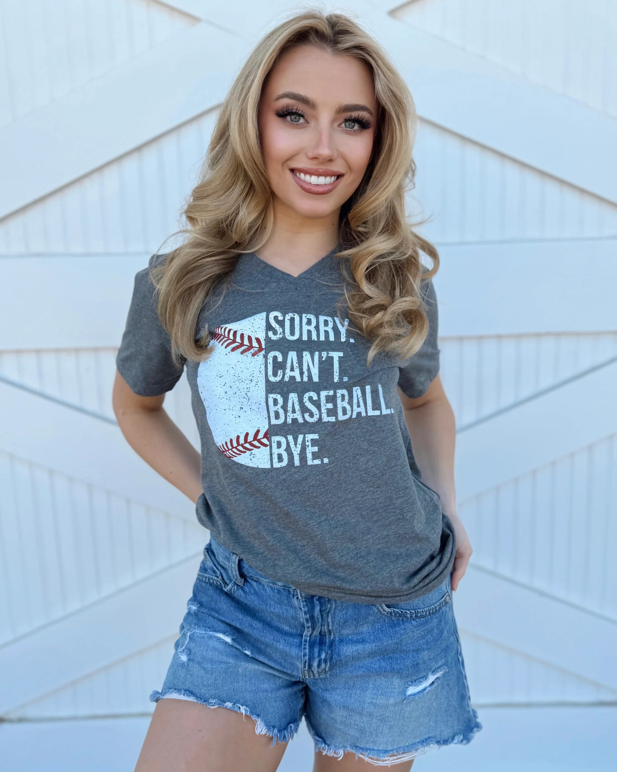 V-Neck SORRY. CAN’T. BASEBALL. Comfy Basic Tee | Live Love Gameday®