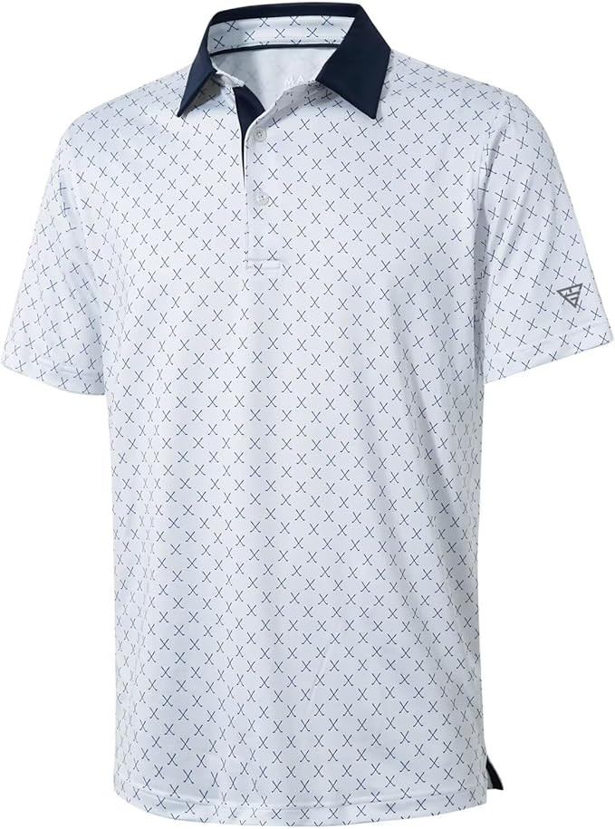 Men's Golf Polo Shirts Short Sleeve Striped Performance Moisture Wicking Dry Fit Golf Shirts for ... | Amazon (US)