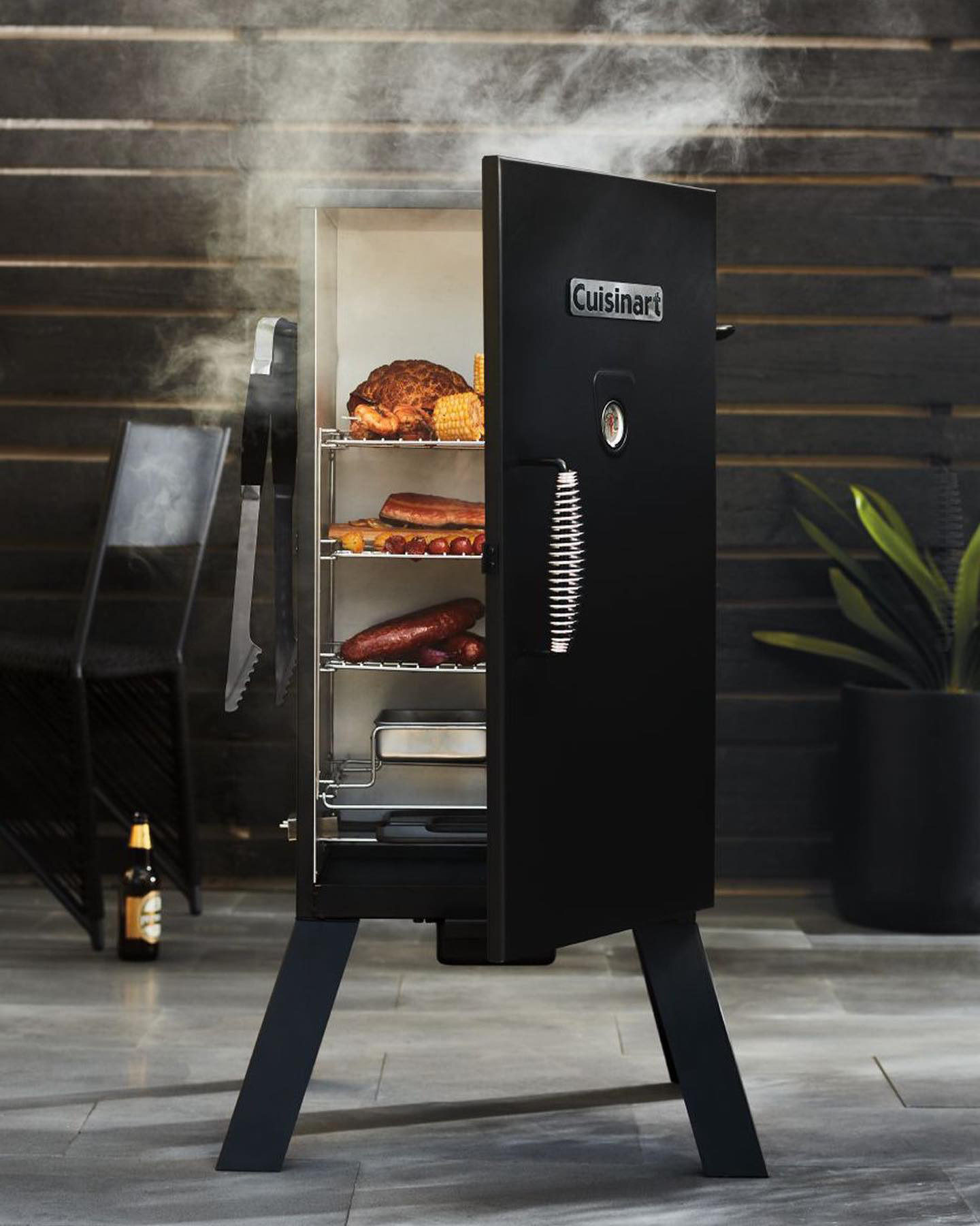 Cuisinart 30" Black Vertical Outdoor Barbecue Electric Smoker Cooker + Reviews | Crate & Barrel | Crate & Barrel