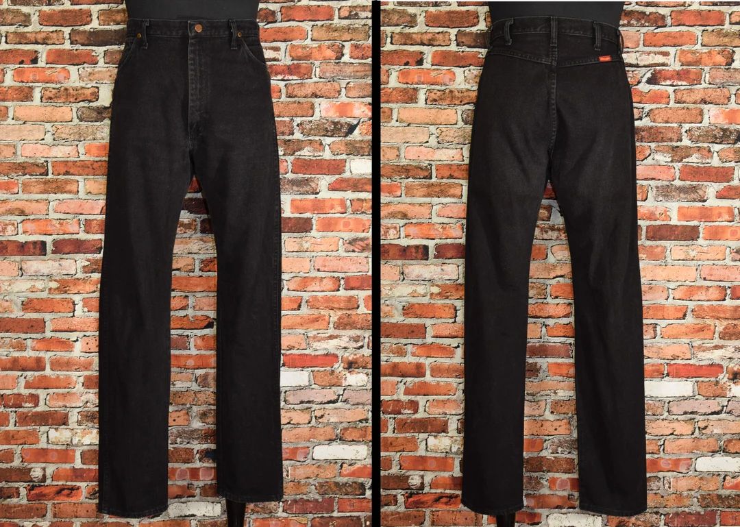 Vintage Women's 80s Wrangler Black Back Pocketless High Waisted Jeans 15 X 34 - Etsy | Etsy (US)