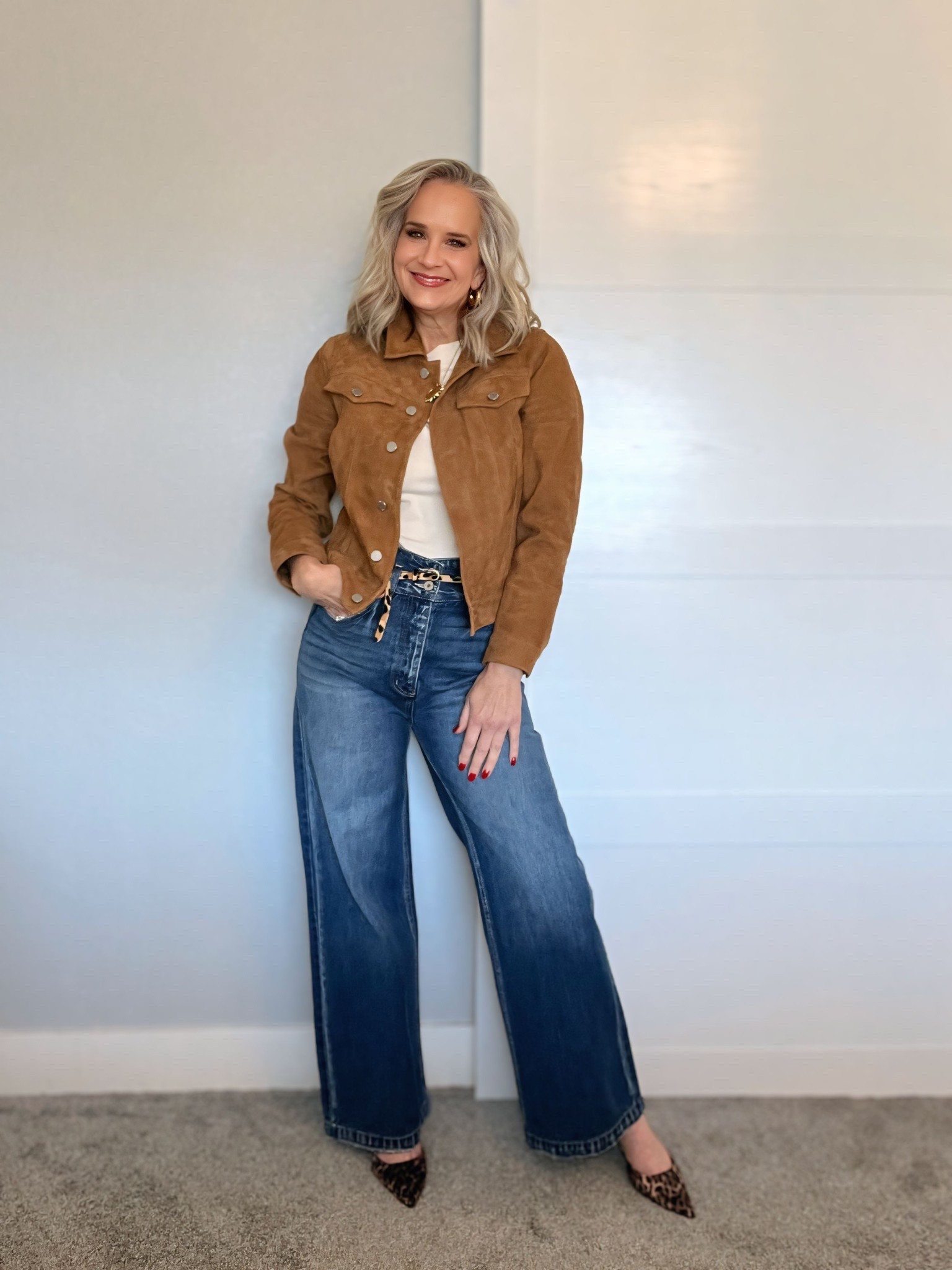 The Midlife Edit
Refining, not reinventing. We know who we are!
Wearing a small jacket, top and 28/6 in jeans.

Wide leg denim, leopard kitten heels, Melinda Maria, Vici, Quince, suede trucker jacket, over 40

#LTKOver40 #LTKStyleTip #LTKFindsUnder100