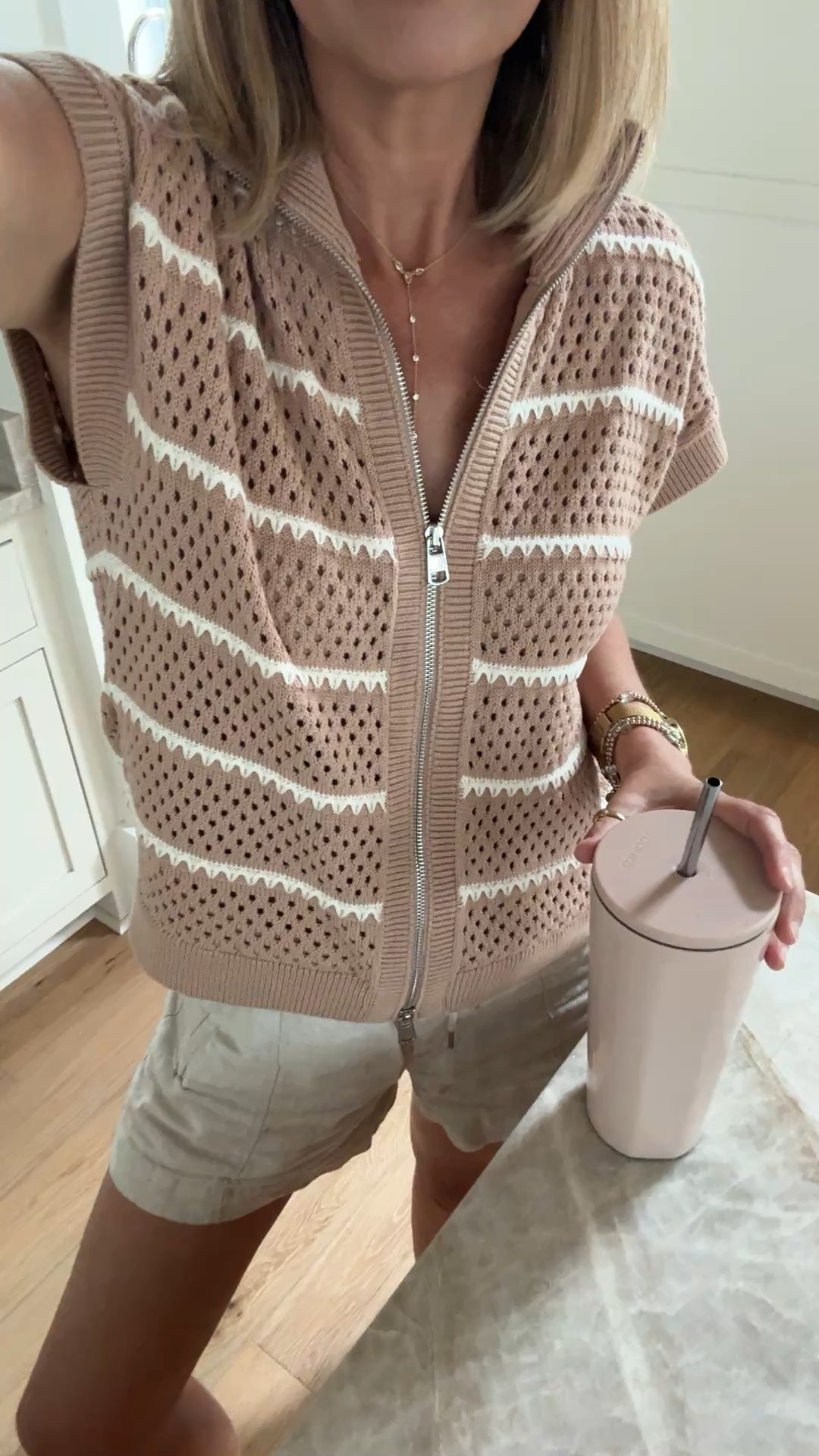 Wearing small in this knit vest and shorts. The shorts are on sale!

#LTKSaleAlert #LTKOver40 #LTKootd