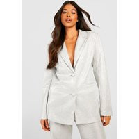 Womens Tall Glitter Blazer - Grey - 4 | boohoo (US & Canada)