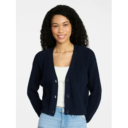 No Boundaries Cropped Knit Cardigan, Women's XXS-XXL | Walmart (US)