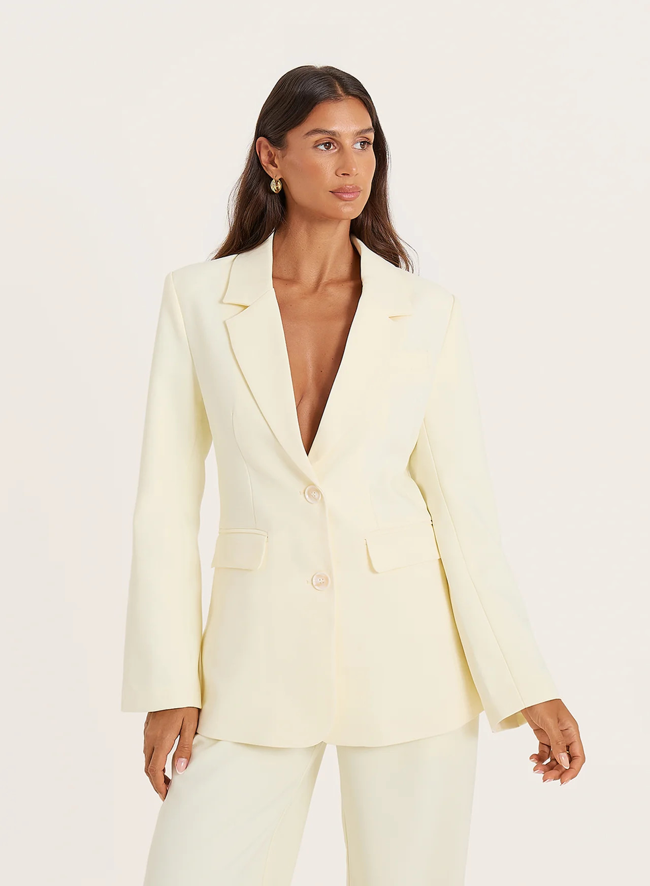 Women's Yellow Cinched Waist Flared Sleeve Blazer | Naylor | 4th & Reckless | 4th & Reckless