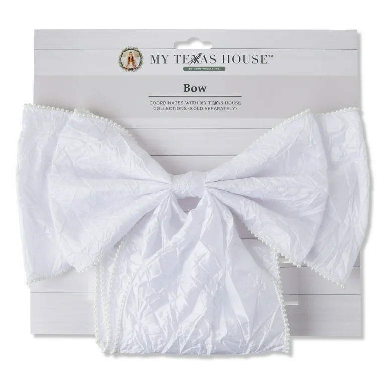 White Crepe Pearl Decorative Bow , 20", by My Texas House | Walmart (US)