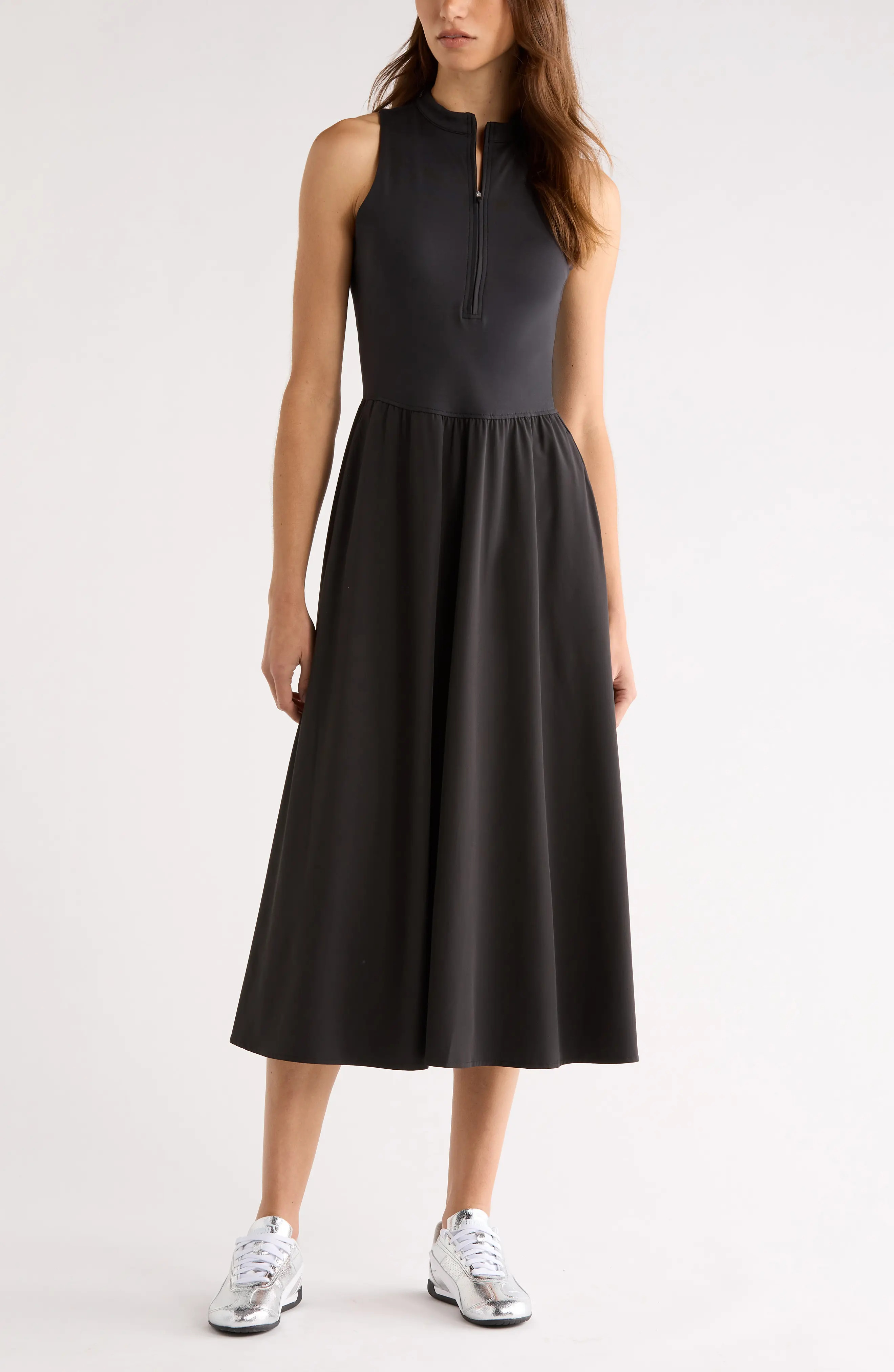 Atlas Zip Front Sleeveless Midi Dress (Women) | Nordstrom | Nordstrom