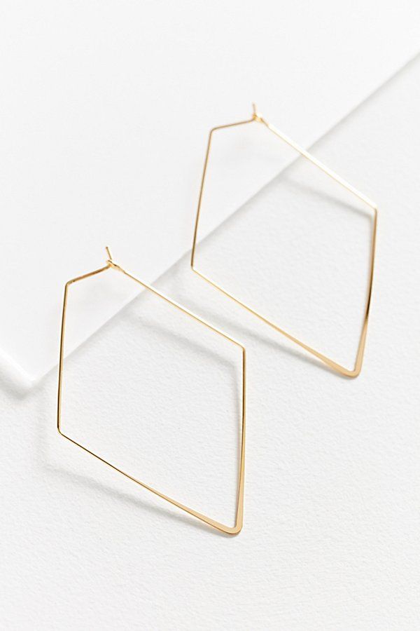 Geometric Hoop Earring - Gold at Urban Outfitters | Urban Outfitters (US and RoW)