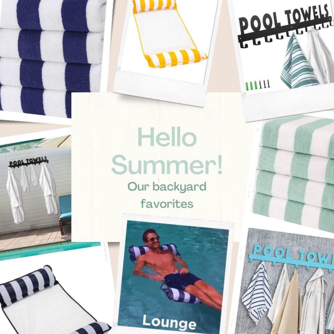 Our favorite backyard items! The perfect pool towels in all different colors. Pool floats that are affordable, cute, practical, and not eye sores in the backyard. Lastly, the chicest way to hang pool towels is with this outside towel holder in various colors! 

#LTKSwim #LTKHome #LTKFindsUnder50