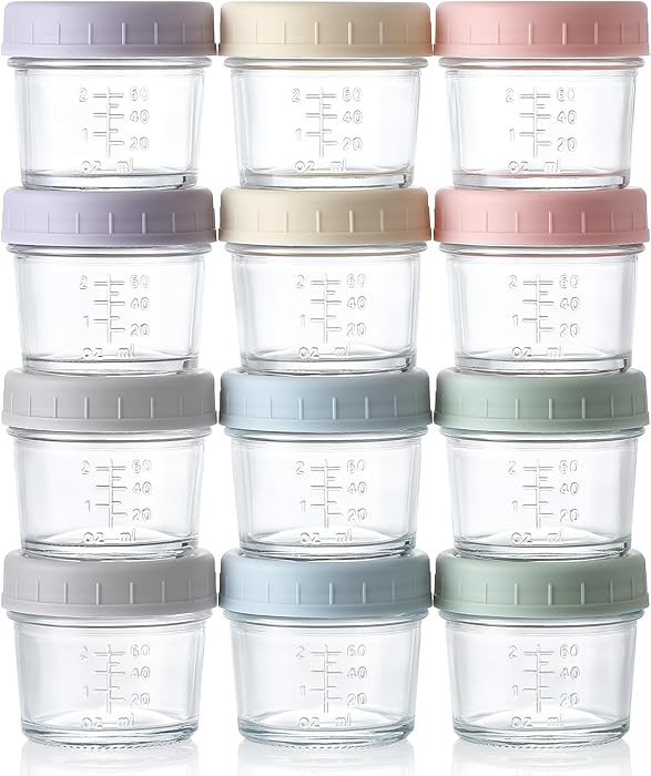 VITEVER 12Pack Glass Baby Food Storage Containers, 4 oz Baby Food Storage Jars With Lids | Amazon (US)