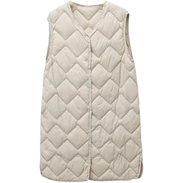 Mzkdieey Women Long Puffer Vest Lightweight Winter Coat Sleeveless Warm Outwear Button Collarless... | Amazon (US)