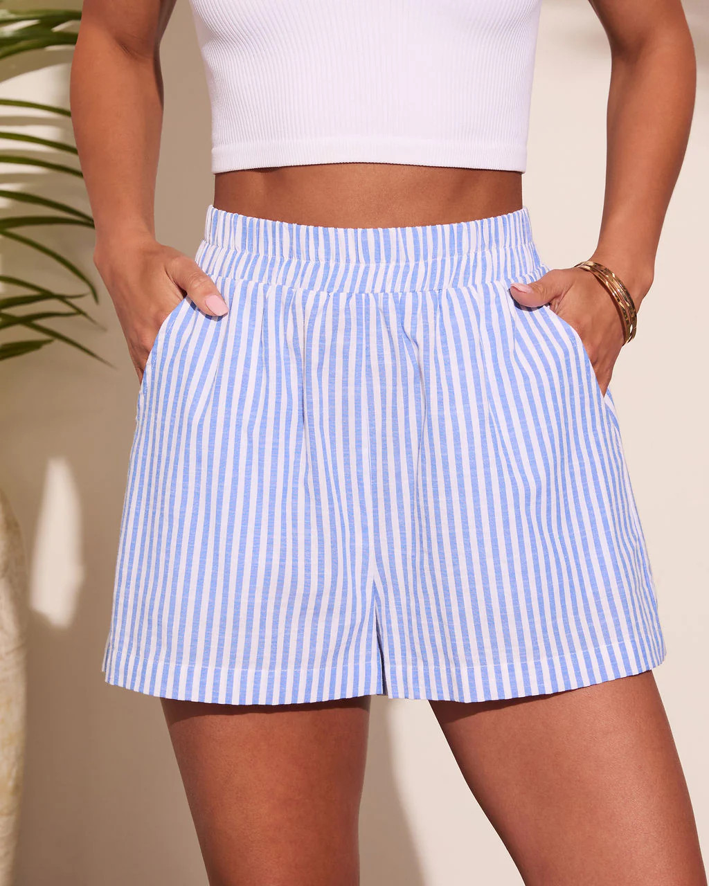 Corfu Striped Elastic Waist Shorts | VICI