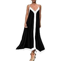 PRETTYGARDEN Womens Maxi Dress 2026 Summer Sundress V Neck Spaghetti Strap Flowy Elegant Party Dr... | Amazon (US)