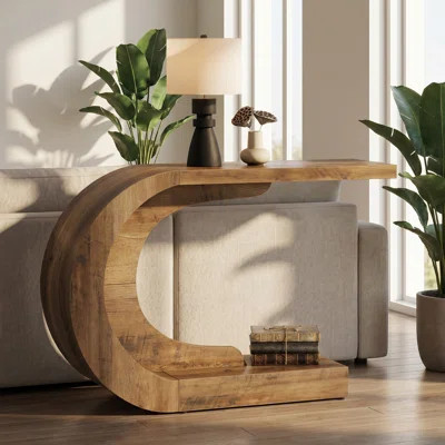 Wolbach 43.3" C-Shaped Console Table, Mid-Century Wood Entryway Table | Wayfair North America
