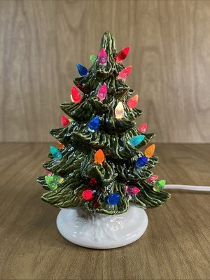 Vintage Ceramic Lighted Christmas Tree White Base Multi Color Bulbs Small 7” | eBay | eBay US