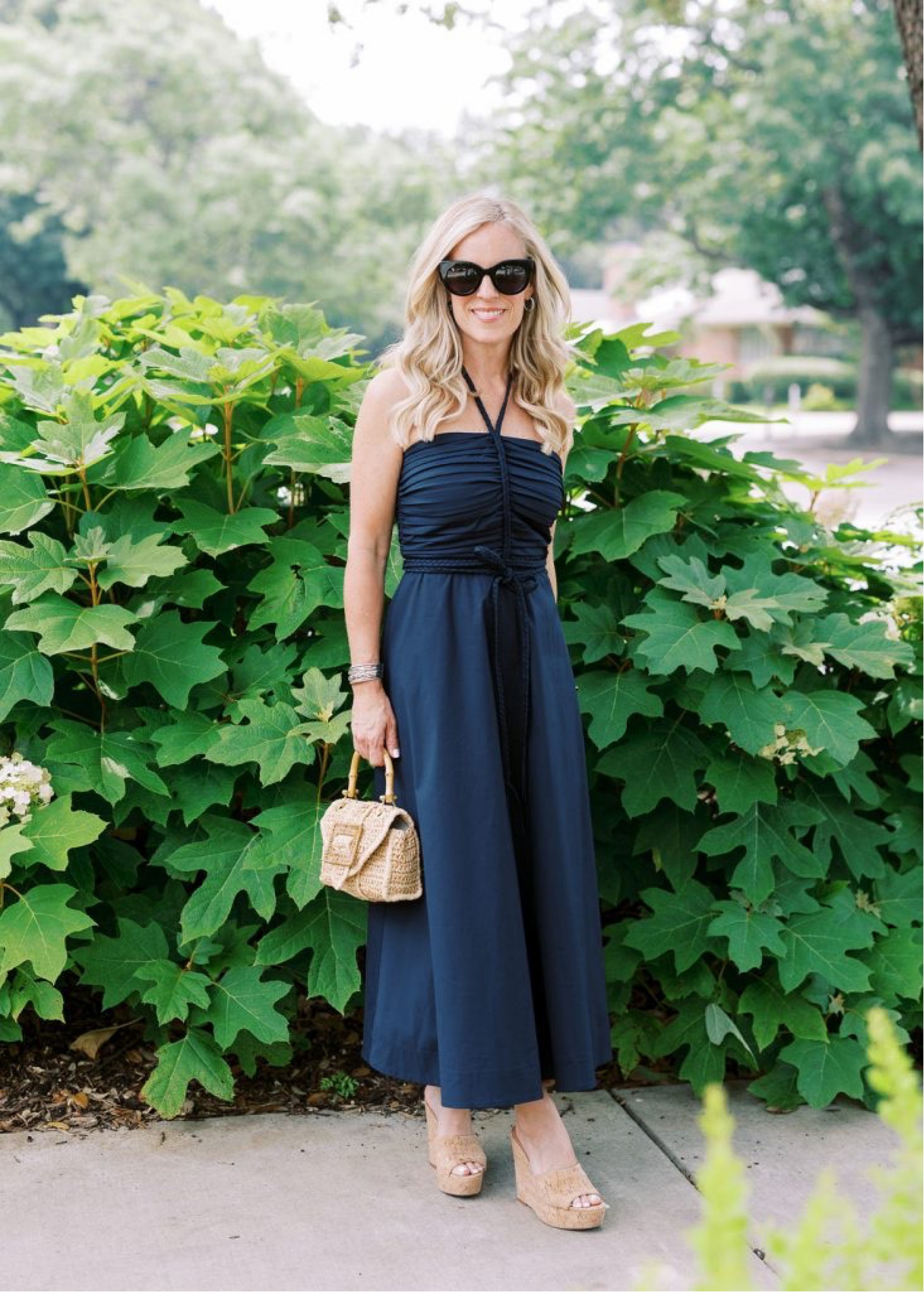 Best Seller Alert! 
This navy halter midi dress has been a best seller all summer. You can also wear it as a strapless dress  Navy is perfect for fall transition, too! Just add a jacket when temps cool off!
Fits TTS 
I’m 5’2” tall and wearing a size 2

#LTKstyletip #LTKSeasonal #LTKover40