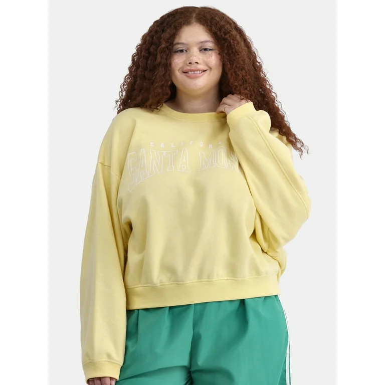 No Boundaries Graphic Crewneck Sweatshirt, Midweight, Women's Plus - Walmart.com | Walmart (US)