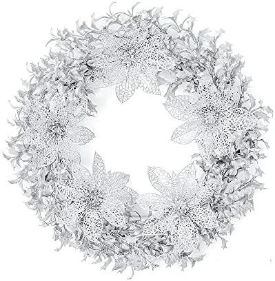 YOSOON Christmas Wreaths for Front Door , 16 inch Artificial White Wreath for Christmas Candle Décor | Amazon (US)