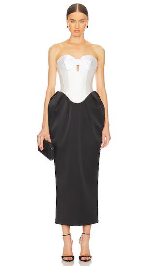 Corset Midi Dress in Black And White | Revolve Clothing (Global)