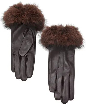MANGO Faux Fur Trim Leather Gloves | Nordstrom | Nordstrom