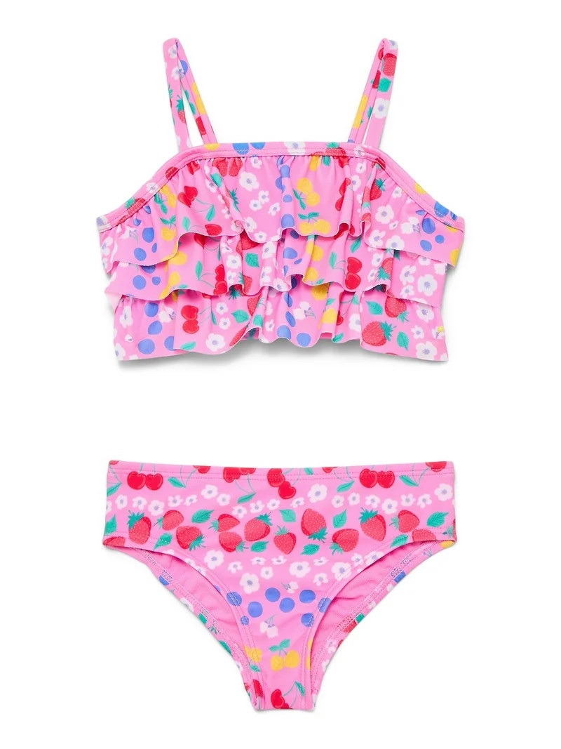 Wonder Nation Baby and Toddler Girl Ruffle Bikini Swimsuit, 2-Piece, Sizes 12M-5T | Walmart (US)