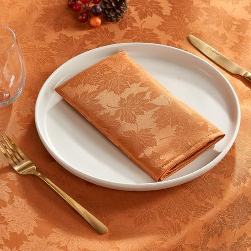 Kadut Thanksgiving Napkins Maple Leaf, Harvest, Fall Cloth Napkins. Amber (17x17 Inch) Set of 4 |... | Amazon (US)