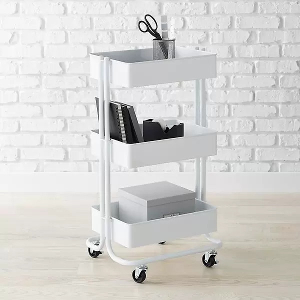 3-Tier Rolling Cart White | The Container Store