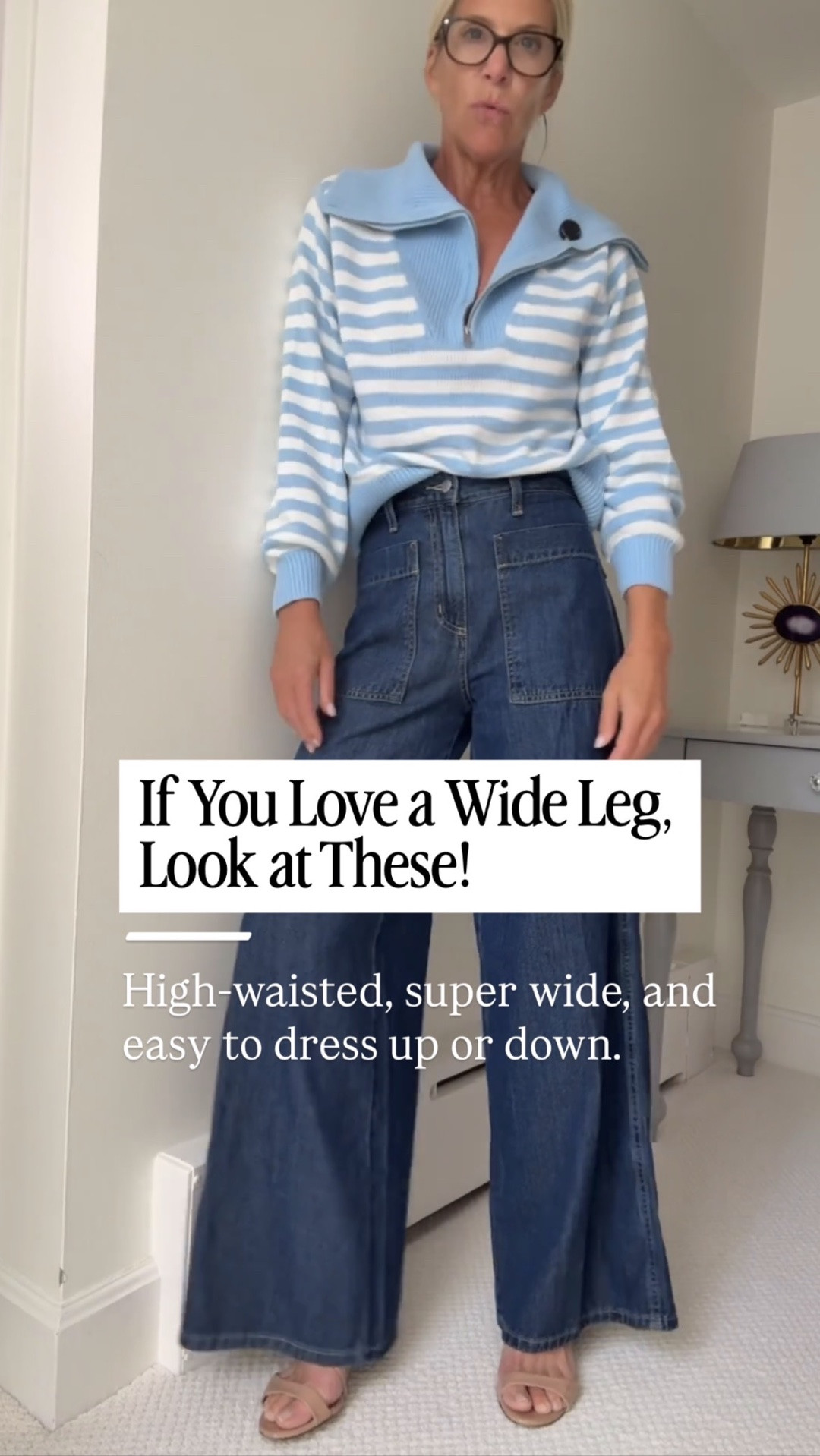 I’m going to wear these very wide-leg jeans with so many things! I love the beautifully wide leg, slightly high-waisted fit, and little pockets. I’m in a size 0, but I think you could size down one for a more fitted waist.

👩‍💻 LTK PRO TIPS
❤️ Heart = Support my posts ;-)
🔖 Save = Get sale & restock alerts for the things you love!
📋 Lists = Keep favorites organized (List ideas: Christmas, Birthdays, and Vacations!)
📲 Share = Send lists and products to a friend (or your daughters like me).
💬 Comment = Ask me anything, and I’ll answer. ;-)