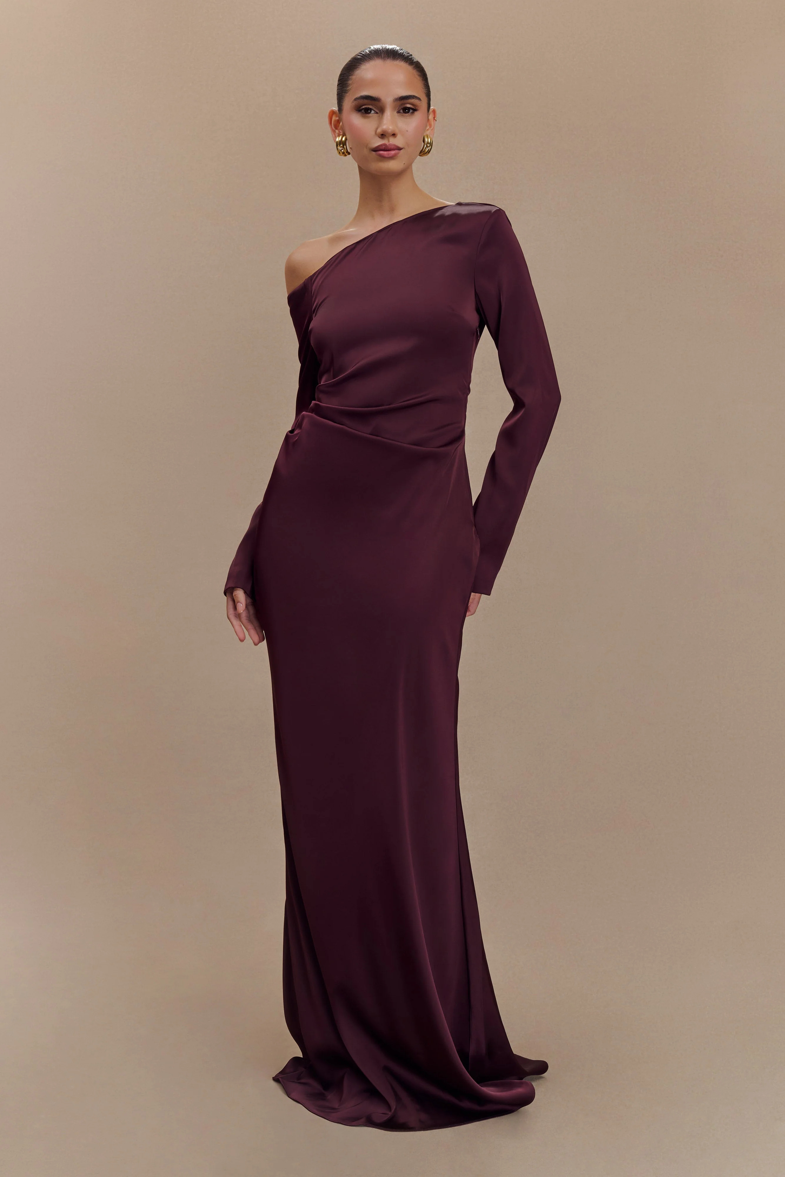Avery Long Sleeve Maxi Dress - Plum | Meshki UK