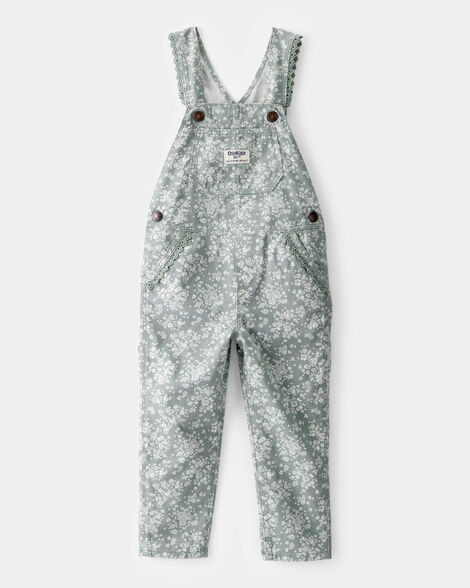 Toddler Lightweight Floral Print Canvas Overalls - Green | Carter's Inc