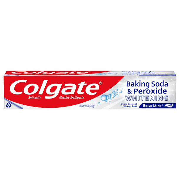 Colgate Baking Soda and Peroxide Toothpaste, Brisk Mint, 6 oz Tube | Walmart (US)