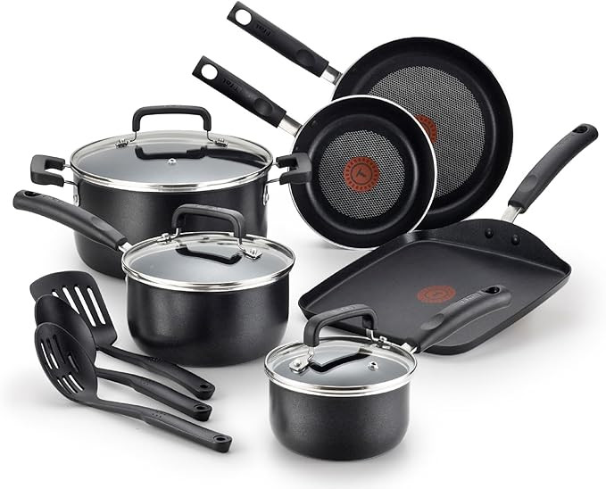 T-fal Signature Nonstick Cookware Set 12 Piece, Oven Broiler Safe 350F, Pots and Pans, Kitchen Co... | Amazon (US)