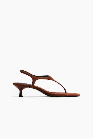H & M - Heeled suede sandals - Beige | H&M (UK, MY, IN, SG, PH, TW, HK)