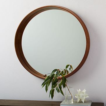 Eucalyptus Wood Frame Ledge Round Wall Mirror | West Elm (US)