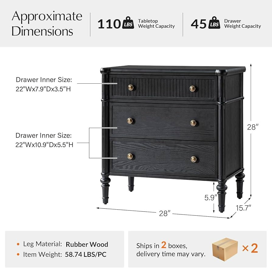 HULALA HOME Traditional End Table with Charging Station, Fluted End Tables with Wood Drawers and ... | Amazon (US)