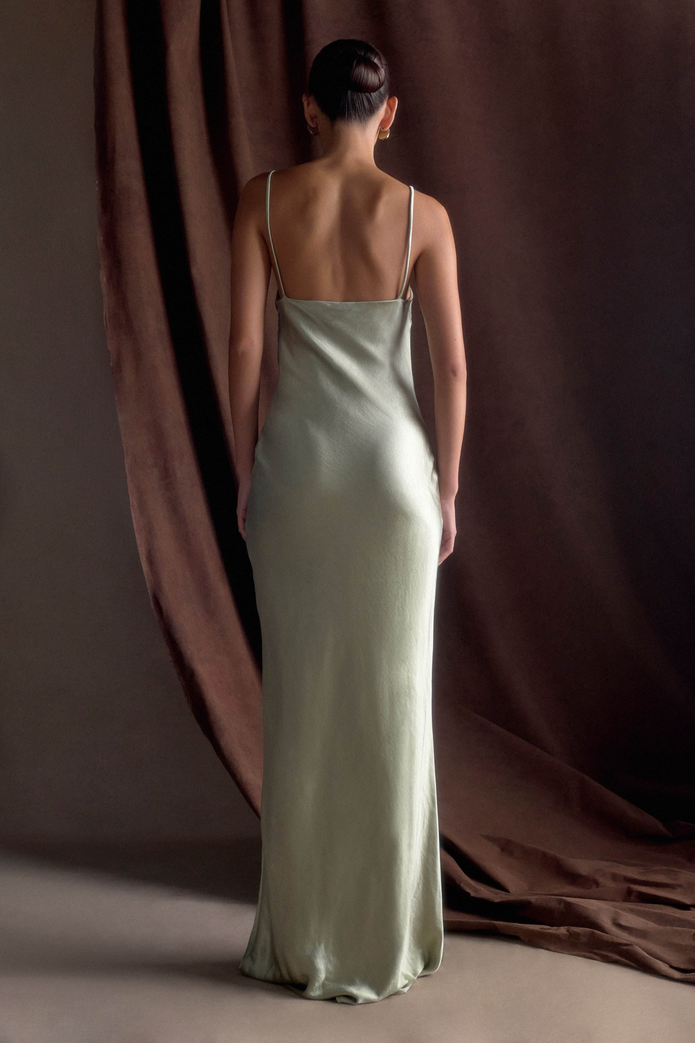 Sweetheart Satin Maxi Dress - Sage | MESHKI US