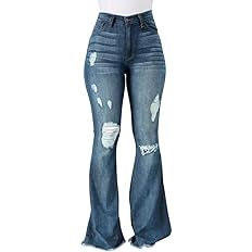 Vintage Bell Bottoms Flare Jeans for Women 90s High Waist Ripped Distressed Wide Leg High Rise De... | Amazon (US)