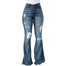 Vintage Bell Bottoms Flare Jeans for Women 90s High Waist Ripped Distressed Wide Leg High Rise De... | Amazon (US)