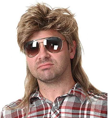 Kaneles Mullet Wigs for Men 80s Costumes Fancy Party Accessory Cosplay Wig (Light Brown) | Amazon (US)