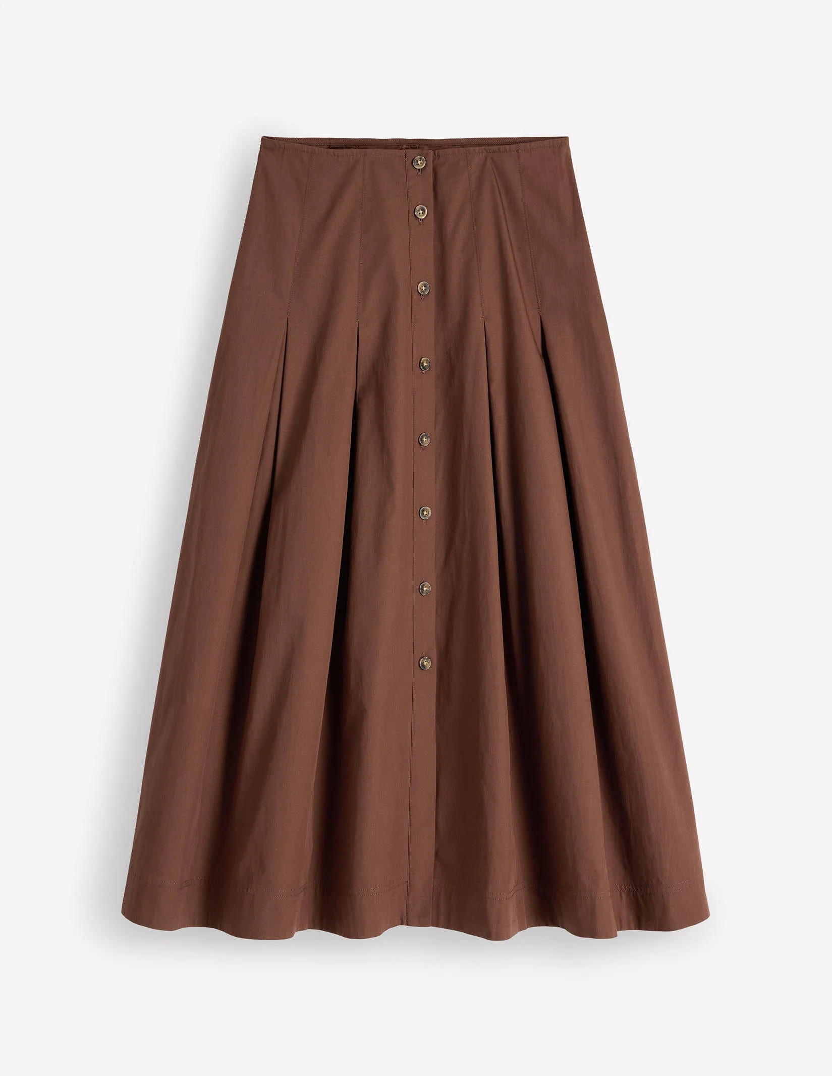 Button Front Pleated Skirt-Raw Umber | Boden (US)