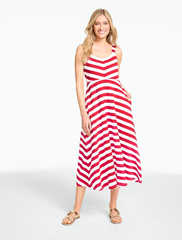 Marina Stripe Jersey Fit & Flare Maxi Dress | Talbots